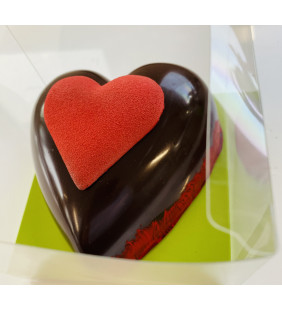 Coeur bombé moyen en chocolat noir