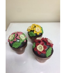 Pot 3 fleurs en chocolat