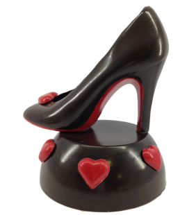 Escarpin noir et rouge en chocolat (coeur rouge)